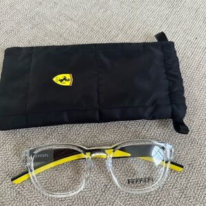 Ferrari Clear Frame Glasses with Yellow and Black Accents